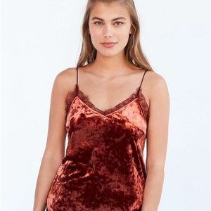 Kimchi Blue Velvet Lace Trim Tank/ Cami (Rust color) Size L